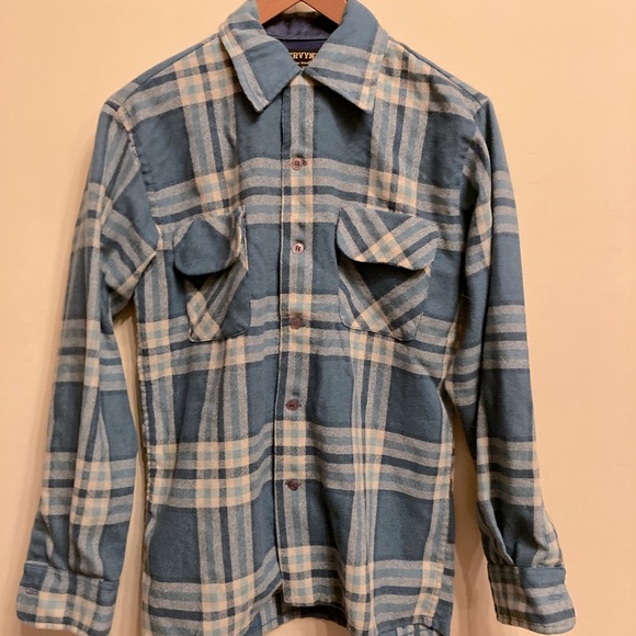 Vintage Mervyn’s brand plaid flannel button up - 1960s? - Picture 1 of 5